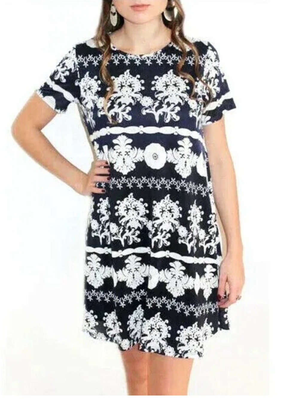 Show Me Your Mumu Floral Short Sleeve Mini Dress NEW Size Small Navy Blue